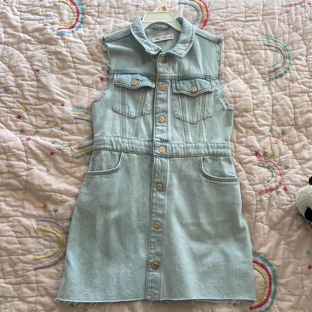 Zara snap button denim dress with pockets